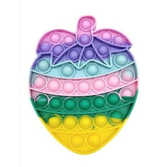 Fidget Toy Strawberry Fruit Push Pop Bubble Pastel Rainbow Sensory Stress - Picture 1 of 4